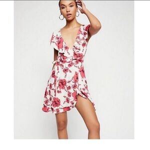 Free People French Quarter Floral Printed Mini Wrap Dress (Size XS)